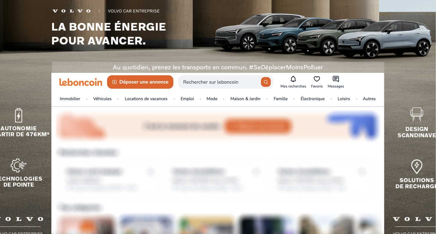 Exemple d'habillage de site sur Leboncoin