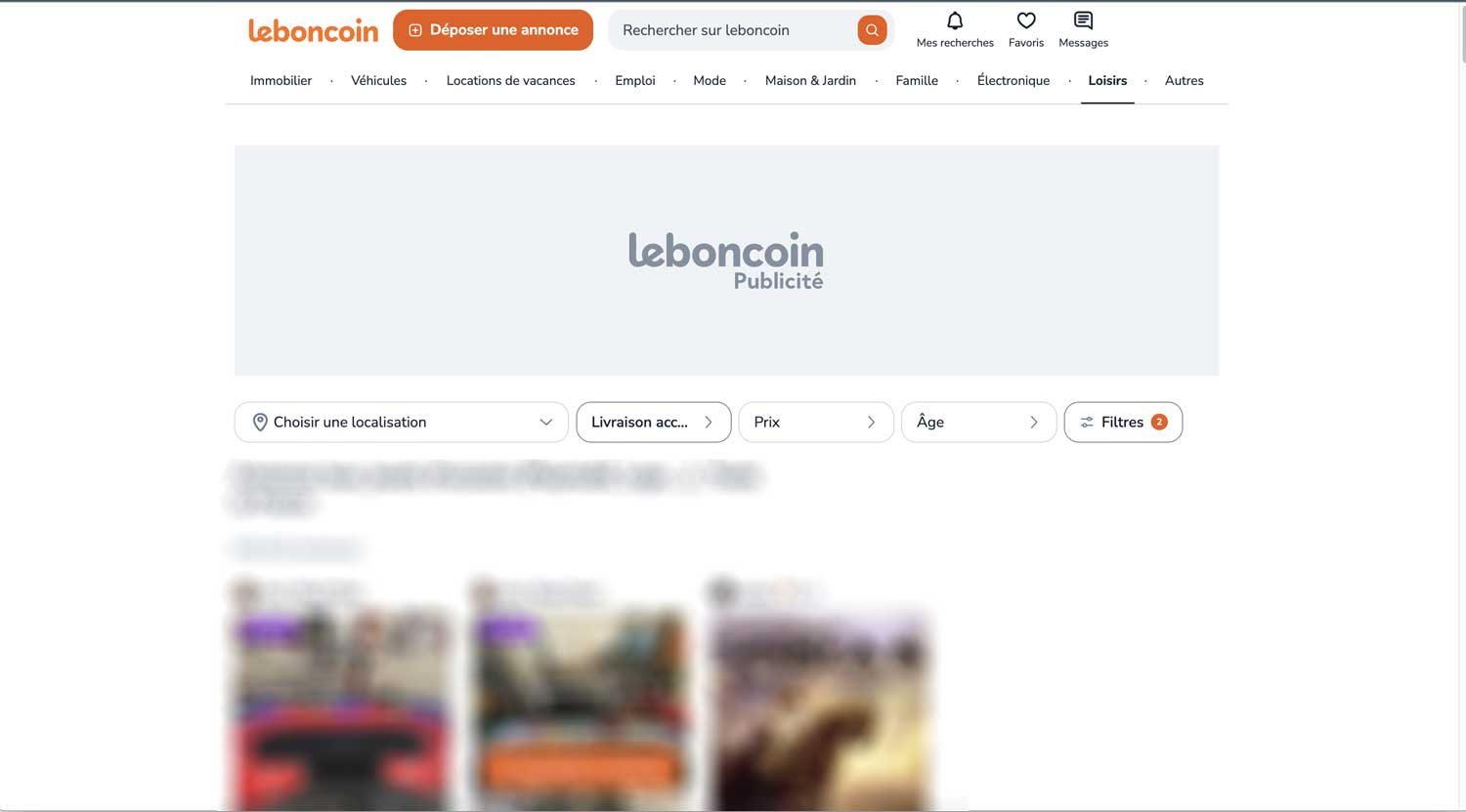 Exemple de bannière leaderboard sur Leboncoin