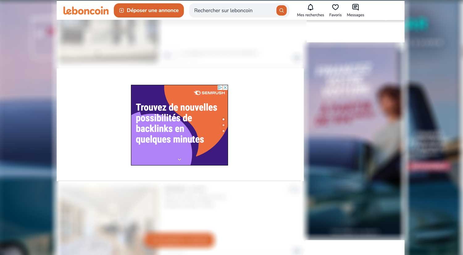 Exemple de publicité au format pavé sur Leboncoin