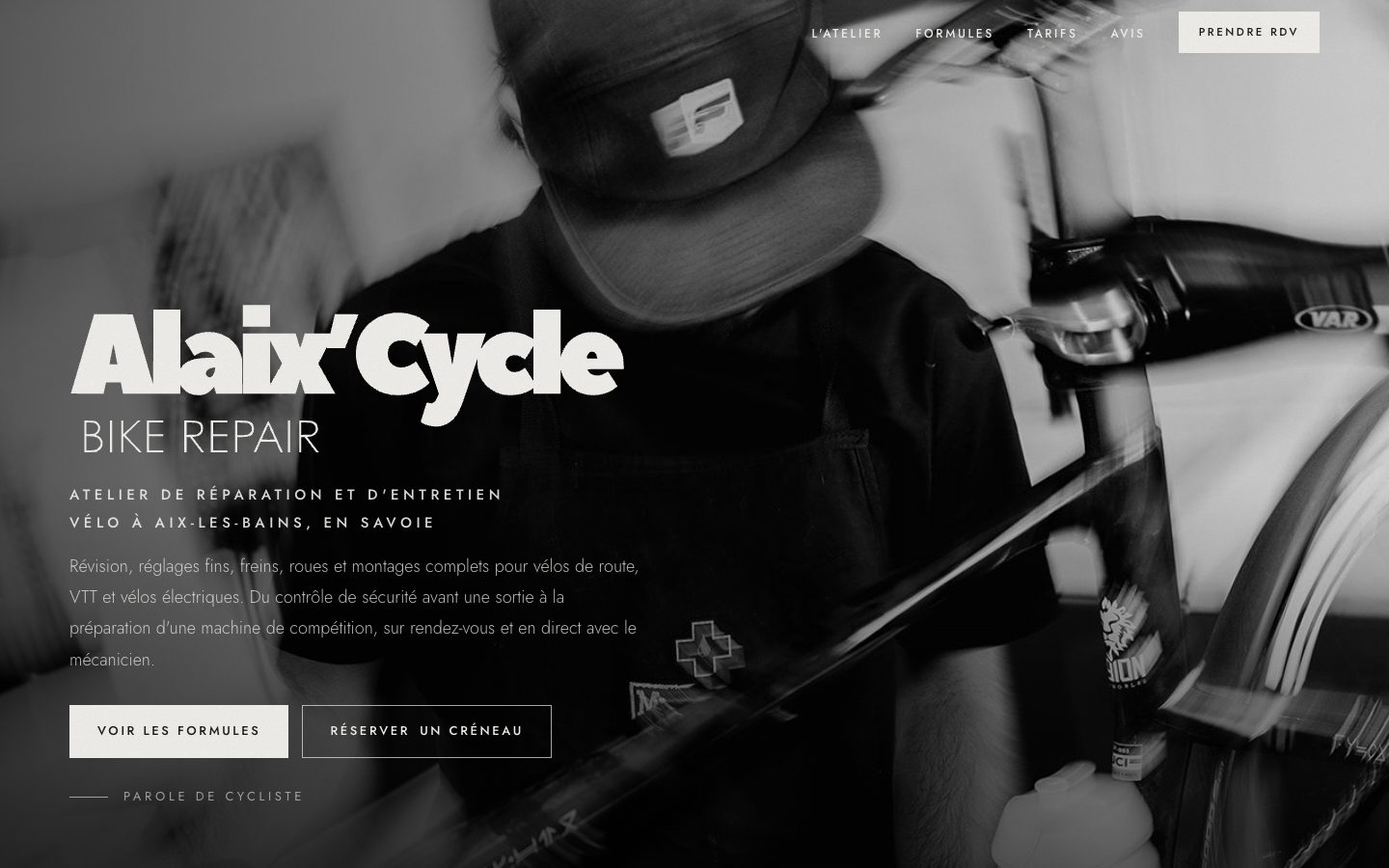 Aperçu du site ALAIX'CYCLE